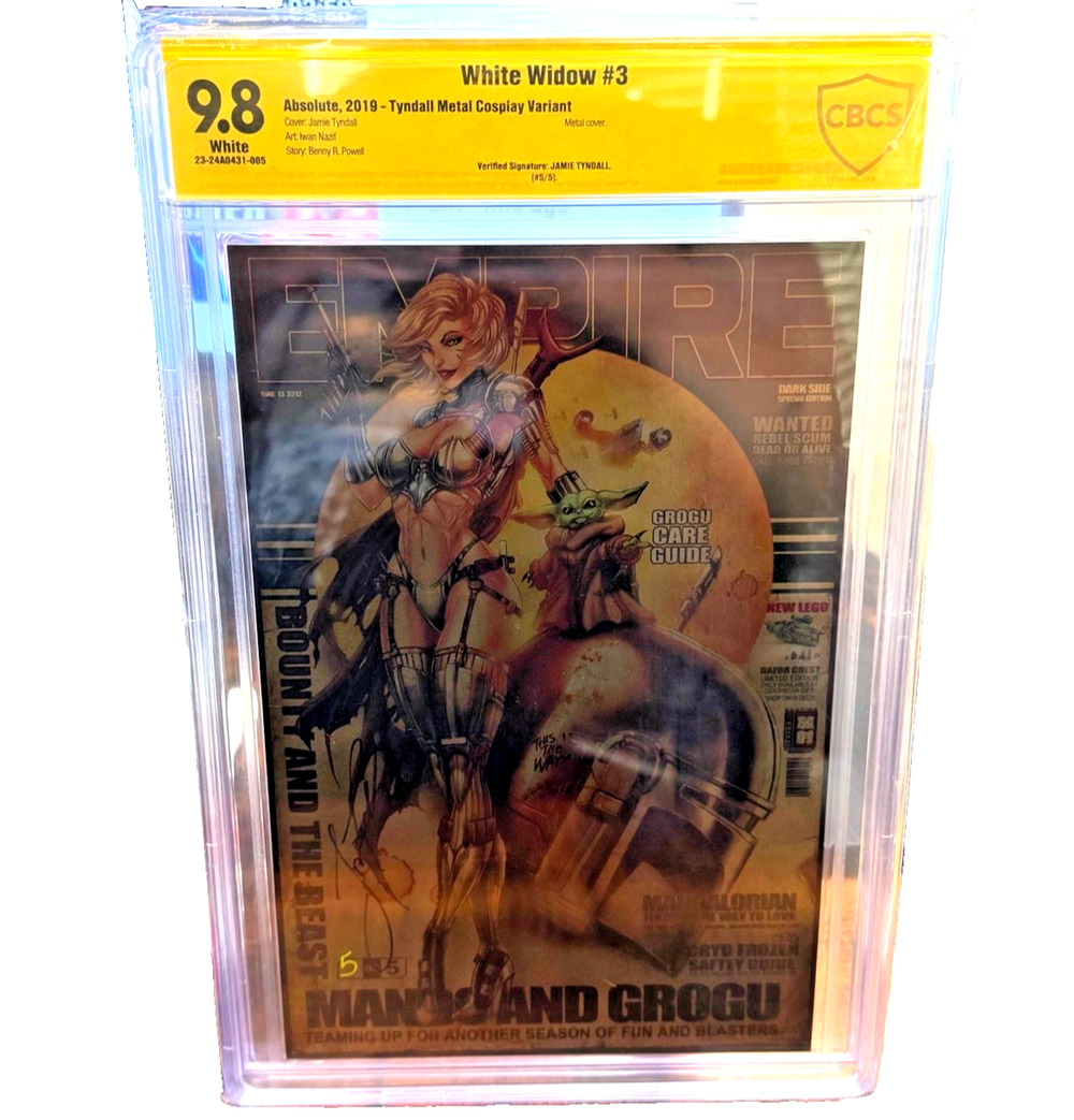 White Widow #3 Mandalorian Metal Variant CBCS 9.8 Signed Jamie Tyndall LTD to 5